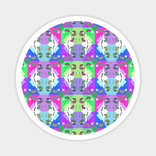 Checked Rainbow Candy Kaleidoscope Memphis Design Pattern Magnet